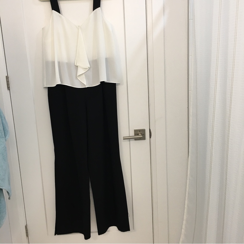Jump Suit — elegant black and cream. New without tags.